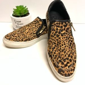 Gianni Bini Animal Print Loafers Gold Studs GUC